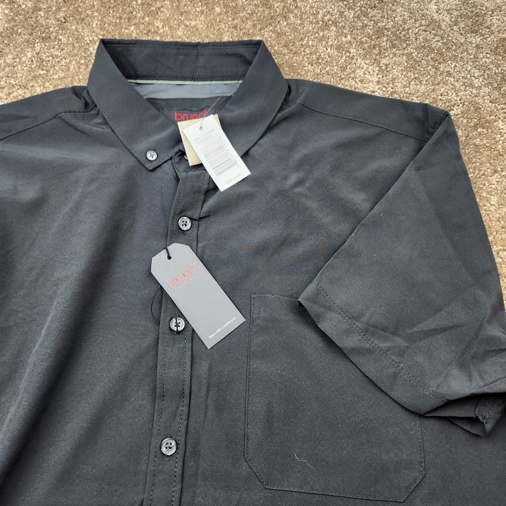 Bruno Milano Mens Black Short Sleeve‎ Button Down Performance Shirt A15112350 L
